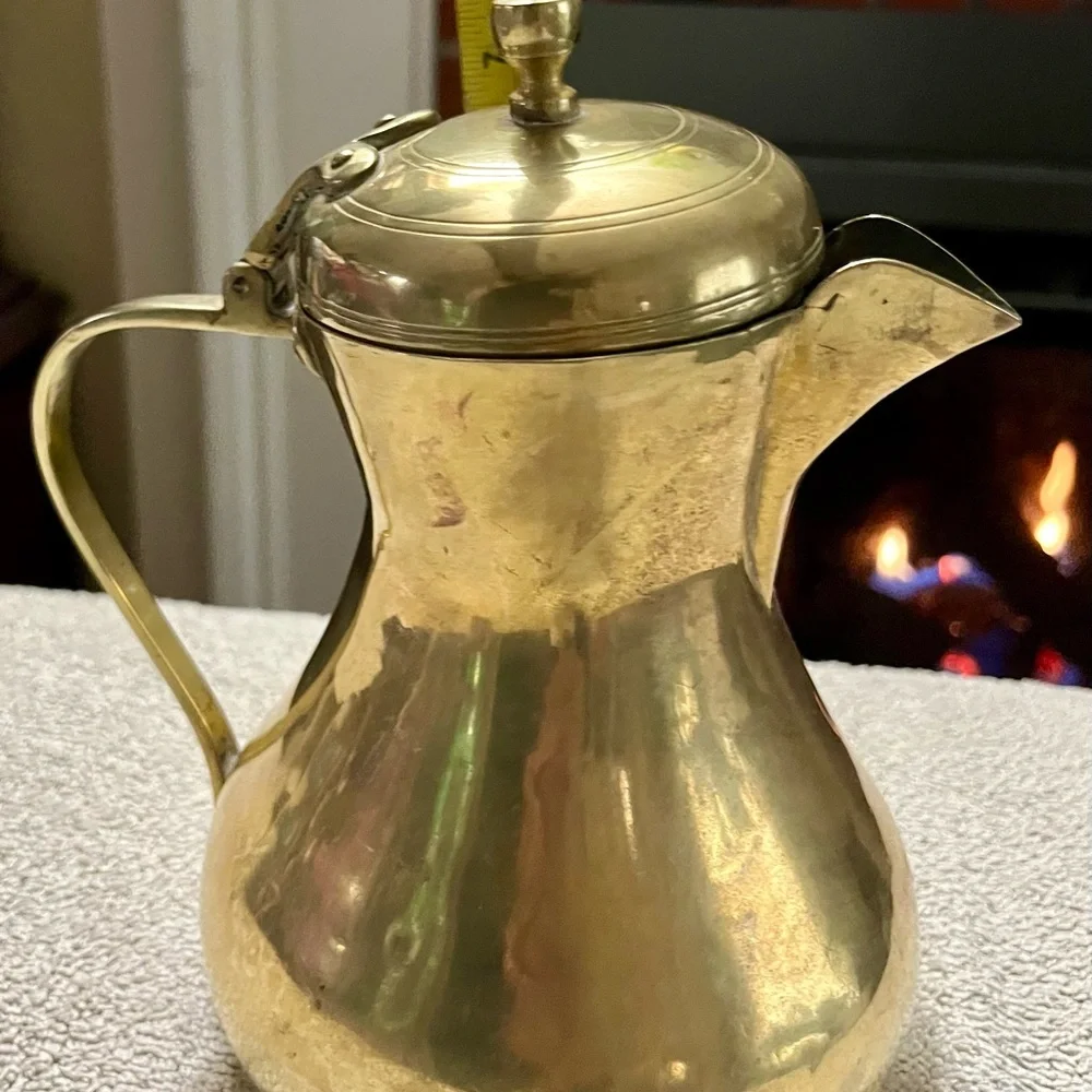 Vintage Solid Brass Lidded ‎ Coffee Carafe Jug  9”